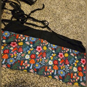 Colorful Floral Apron with Black Top